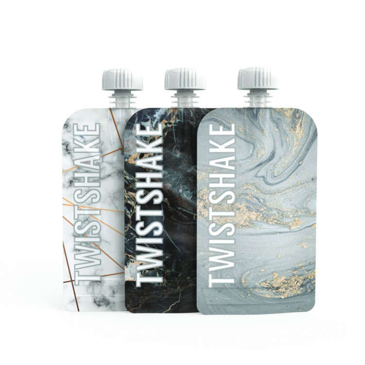 Twistshake 3x Squeeze Bag 100ml Marble i gruppen Babytillbehör / Äta och mata / Matförvaring hos Bonti (20210558)