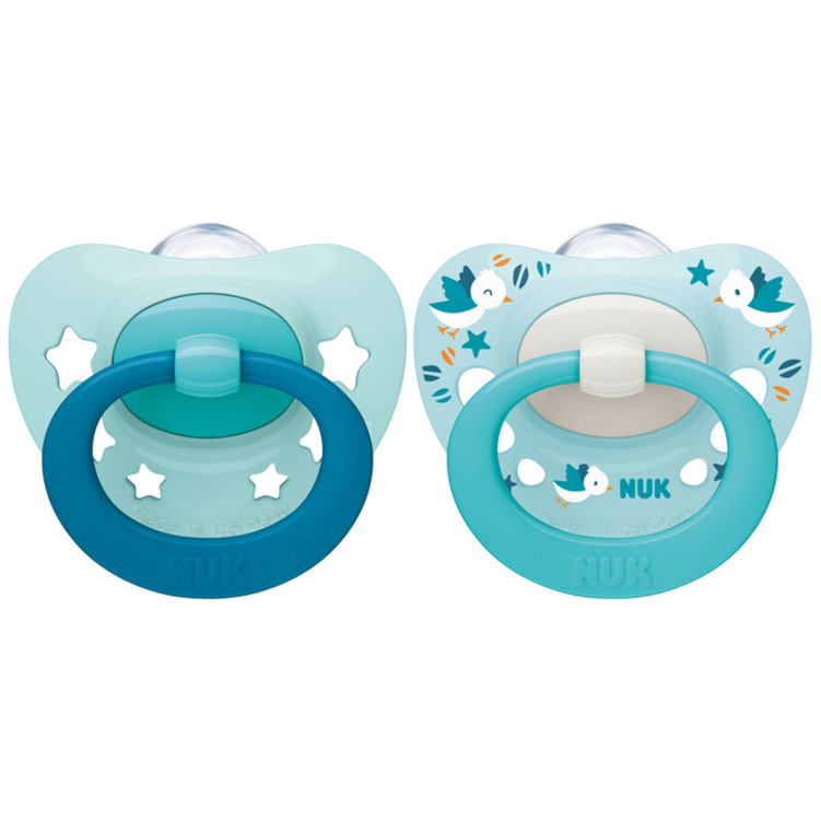 NUK Napp Signature Silikon Blå/Mint 0-6 mån i gruppen Babytillbehör / Nappar och tillbehör / Nappar 0-6 månader hos Bonti (2021703)