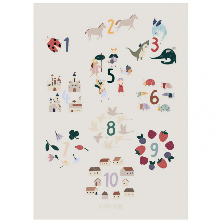 Sebra Poster Siffror 1-10 Pixie/Dragon i gruppen Presenttips / Presenttips 3 år hos Bonti (2025740)