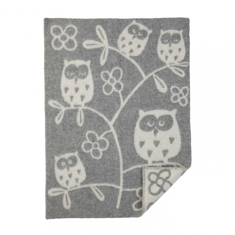 Klippan Babyfilt Lammull Tree Owl Grå i gruppen Babytillbehör / Sova / Babyfiltar hos Bonti (242201)