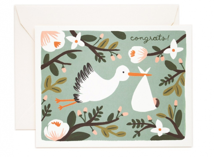 Rifle Paper Co Gratulationskort Congrats Stork i gruppen Presenttips hos Bonti (99901891)