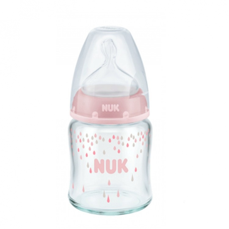 NUK First Choice Glasflaska Silikon 120 m rosa i gruppen Babytillbehör / Äta och mata / Nappflaskor och dinappar hos Bonti (99903430)