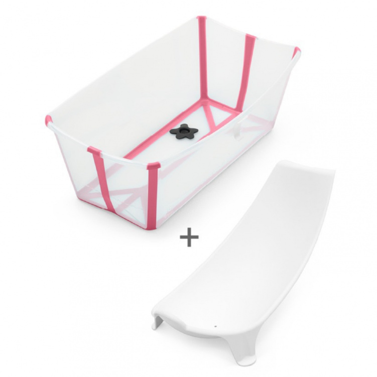 Stokke Flexi Bath Bundle Badbalja Heat Sensitive Transparent Pink i gruppen Babytillbehör / Sköta / Badbaljor och tillbehör hos Bonti (999051035)