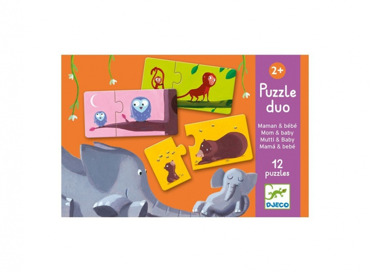 Djeco Puzzle Duo Mamma och barn i gruppen Leksaker / Spel och pussel / Klassiska pussel hos Bonti (999051581)