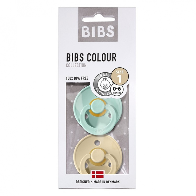 Bibs Colour Napp 2-pack Mint/Beige Strl 1 i gruppen Babytillbehör / Nappar och tillbehör / Nappar 0-6 månader hos Bonti (999053528)