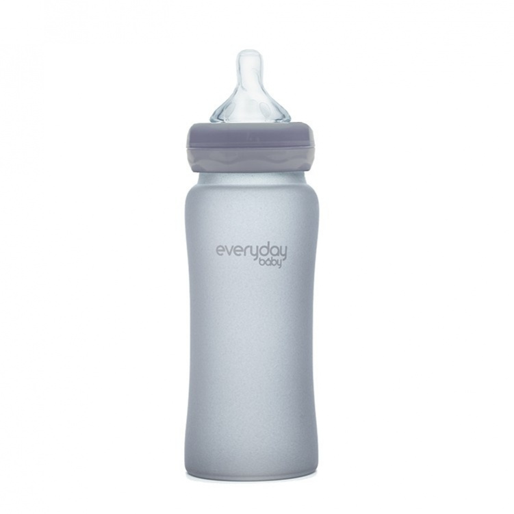 Everyday Baby Nappflaska Glas 300 ml Quiet Grey i gruppen Babytillbehör / Äta och mata / Nappflaskor och dinappar hos Bonti (999054367)