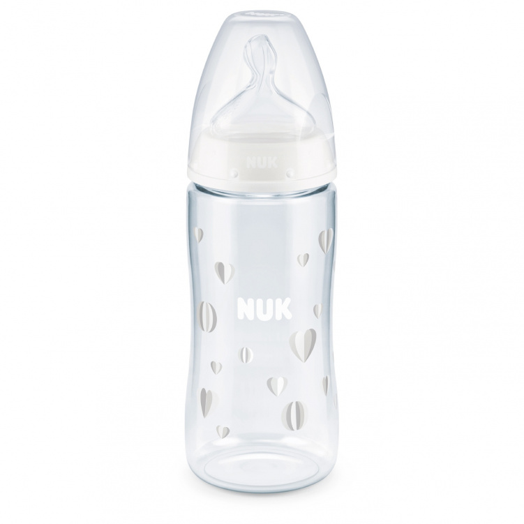 NUK Nappflaska First Choice+ Temperaturkontroll 300 ml Vit i gruppen Babytillbehör / Äta och mata / Nappflaskor och dinappar hos Bonti (999055783)