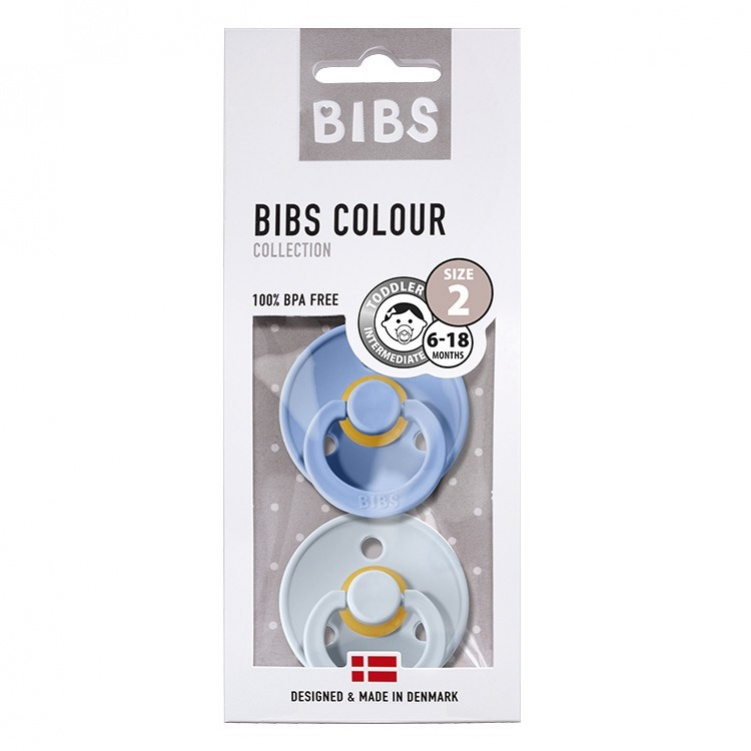 Bibs Colour Napp 2-pack Sky Blue/Baby Blue Strl 2 i gruppen Babytillbehör / Nappar och tillbehör / Nappar 6 månader + hos Bonti (BIBS120214)