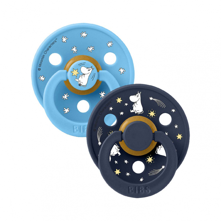 BIBS x Moomin Colour 2-Pack 6-18 mån Good Night Breeze Mix i gruppen Babytillbehör / Nappar och tillbehör / Nappar 6 månader + hos Bonti (BIBS12029101)