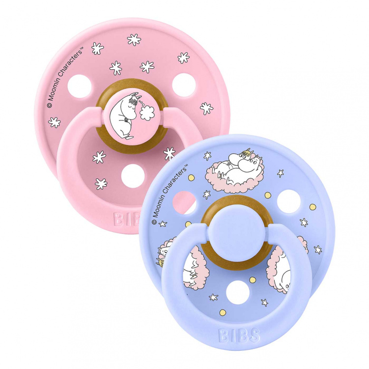 BIBS x Moomin Colour 2-Pack 6-18 mån Dreaming Baby Pink Mix i gruppen Babytillbehör / Nappar och tillbehör / Nappar 6 månader + hos Bonti (BIBS12033101)