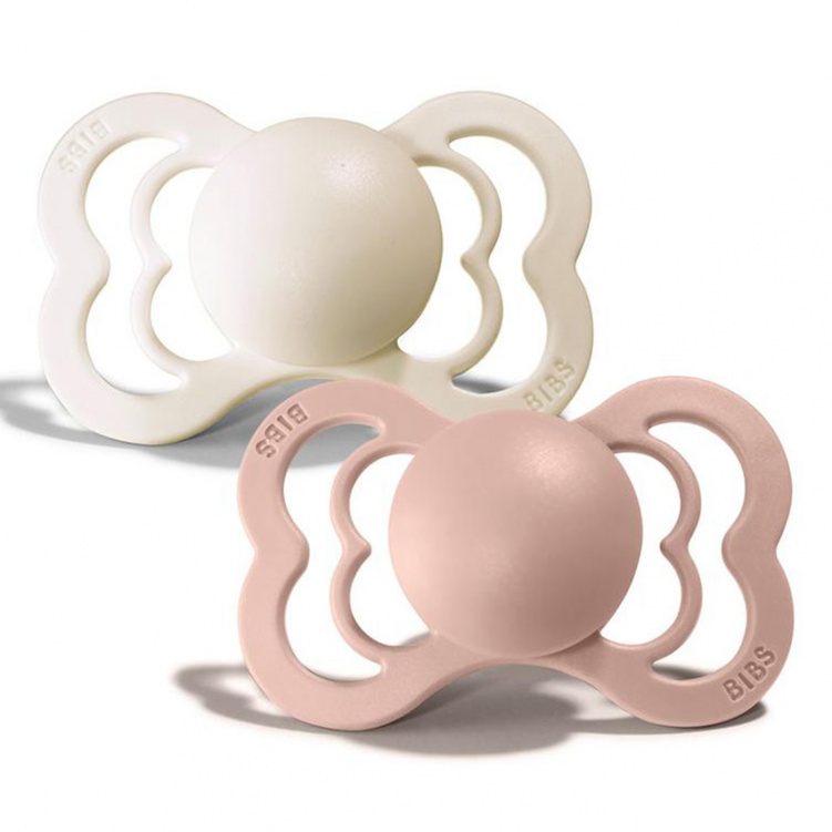 BIBS Supreme Nappar Silikon Ivory/Blush 2-pack Strl 2 i gruppen Babytillbehör / Nappar och tillbehör / Nappar 6 månader + hos Bonti (BIBS260216)