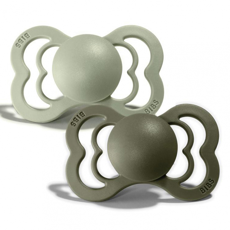 BIBS Supreme Nappar Silikon Sage/Hunter Green 2-pack Strl 2 i gruppen Babytillbehör / Nappar och tillbehör / Nappar 6 månader + hos Bonti (BIBS260343)