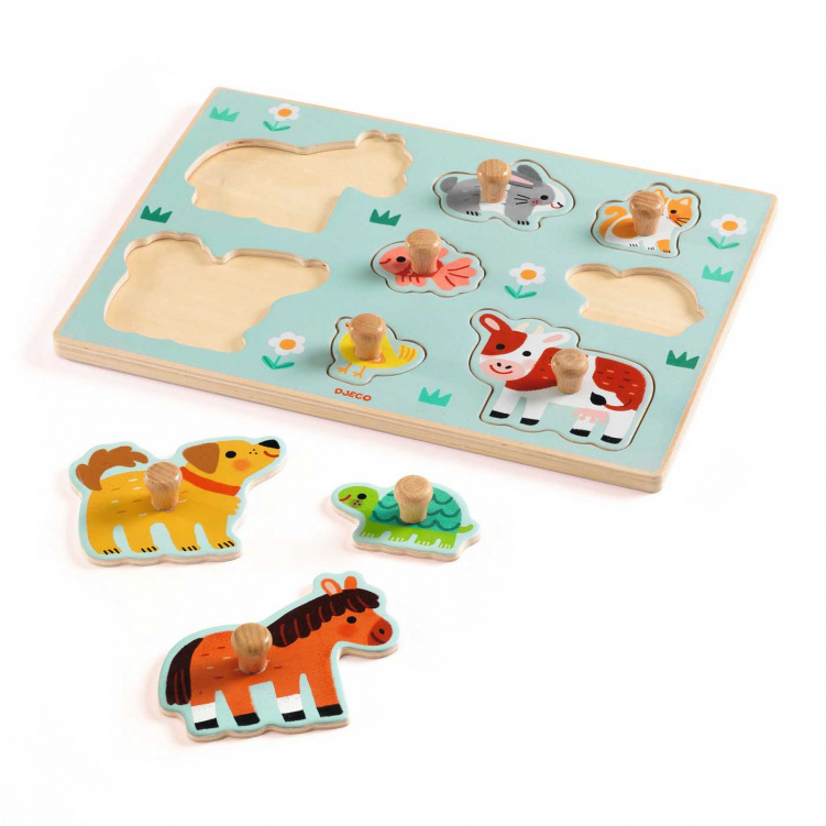 Djeco Dog'n'Co Träpussel Bondgård i gruppen Leksaker / Spel och pussel / Knoppussel och figurpussel hos Bonti (BRGYDJ01122)