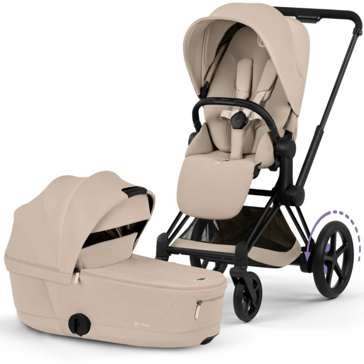 Cybex E-Priam Duovagn Matt Black/Cozy Beige i gruppen Barnvagnar / Varumärken / Cybex / Cybex E-Priam hos Bonti (CYBE526000065)