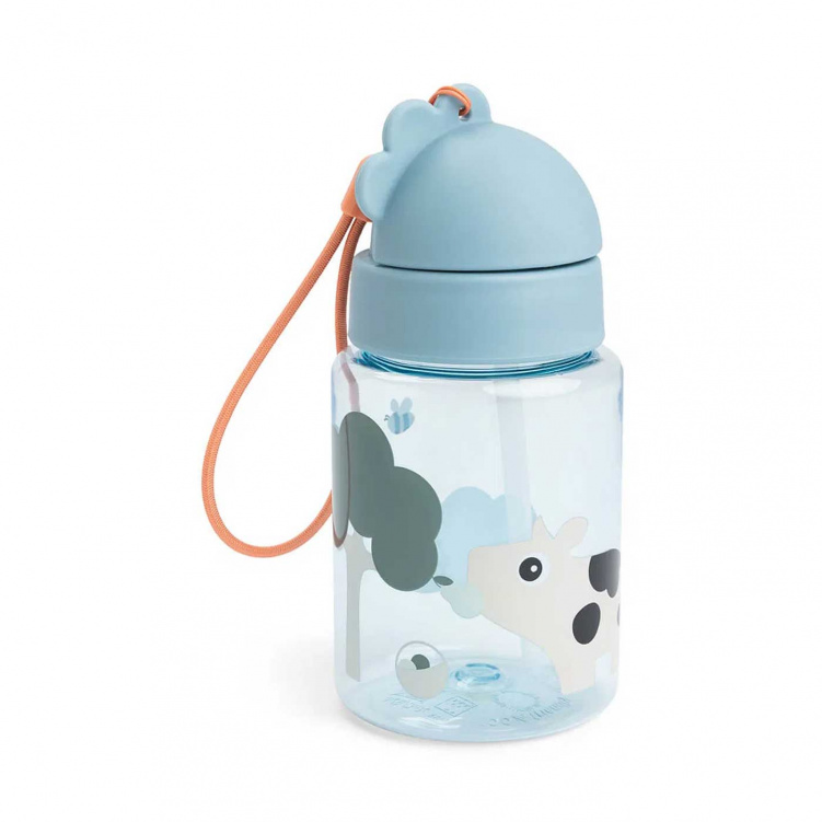 Done By Deer Vattenflaska 280 ml Tiny Farm Blå i gruppen Babytillbehör / Äta och mata / Muggar, flaskor och glas hos Bonti (DOBD1056392)