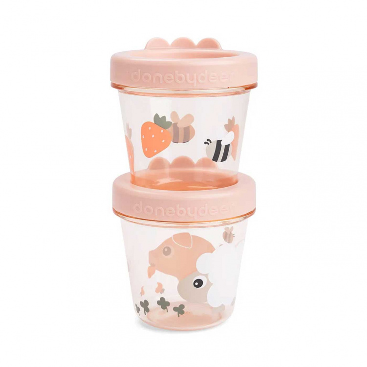 Done By Deer Barnmatsburkar 2-pack Tiny Farm Rosa i gruppen Babytillbehör / Äta och mata / Matförvaring hos Bonti (DOBD1256101)