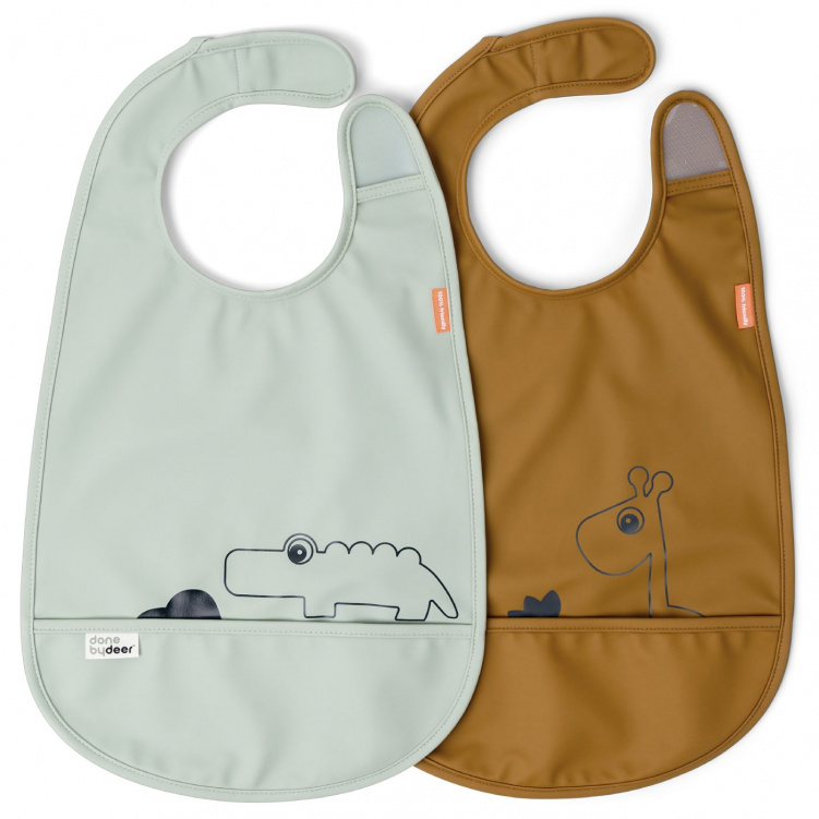 Done By Deer Haklapp Deer Friends 2-pack Mustard i gruppen Kampanjer / Outlet / Outlet Babytillbehör / Outlet Äta & mata hos Bonti (DOBD1313524)