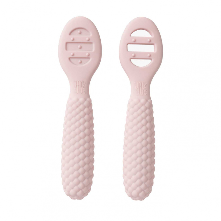 Jack o Juno Bubble Pre-Spoon Light Pink 2-pack i gruppen Babytillbehör / Äta och mata / Bestick hos Bonti (JAJUD455LP-O)