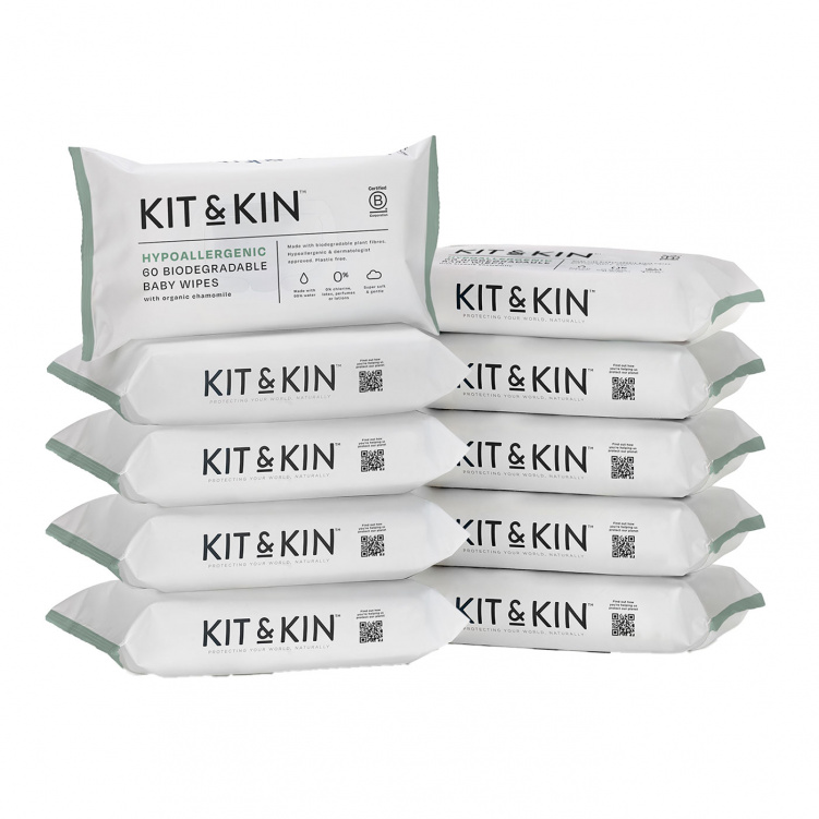 Kit & Kin Våtservetter 10x60 st i gruppen Babytillbehör / Sköta / Våtservetter och fodral hos Bonti (KIKIKKWIPESNORDICCASE)