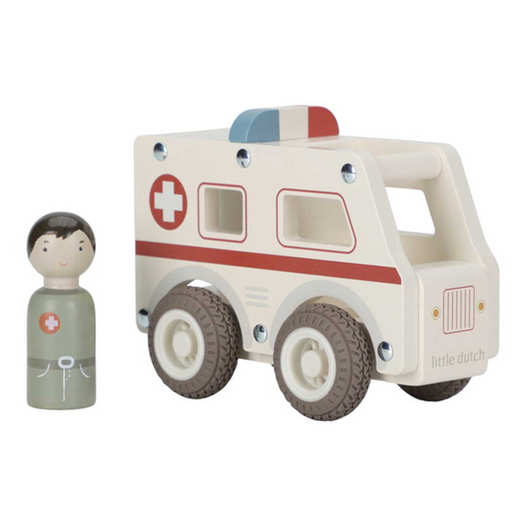Little Dutch Ambulans med figur i gruppen Leksaker / Leksaksbilar & fordon hos Bonti (LDLD2527)