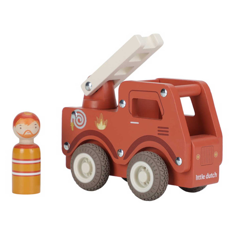 Little Dutch Brandbil med figur i gruppen Leksaker / Leksaksbilar & fordon hos Bonti (LDLD2528)