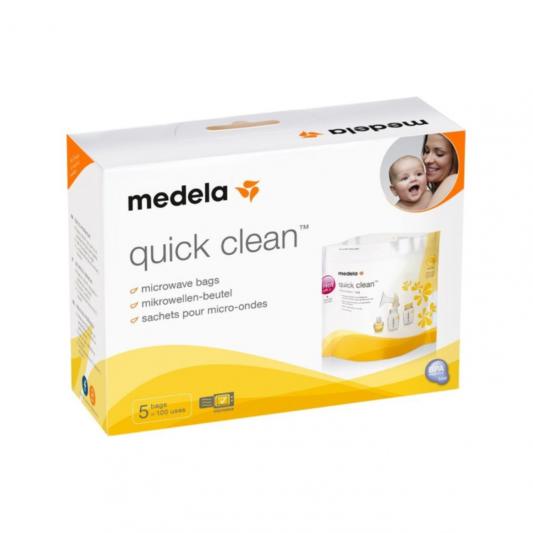 Medela Quick Clean Rengöringspåsar för mikro i gruppen Babytillbehör / Äta och mata / Rengöring nappflaskor hos Bonti (MEDE008.0069)