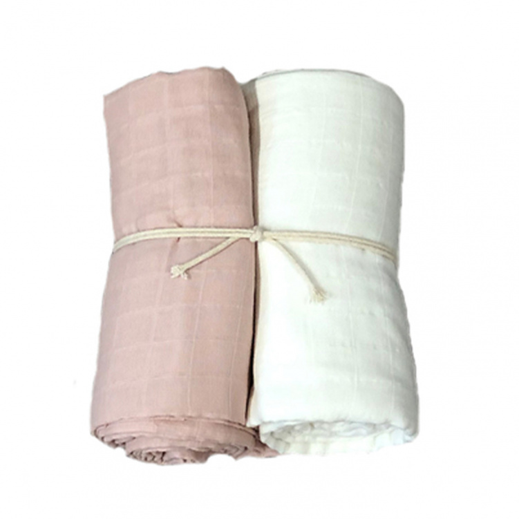 Mini Dreams Muslinfilt 2-pack Vit/rosa 70x70 cm i gruppen Babytillbehör / Sova / Babyfiltar hos Bonti (MIDR91101101)