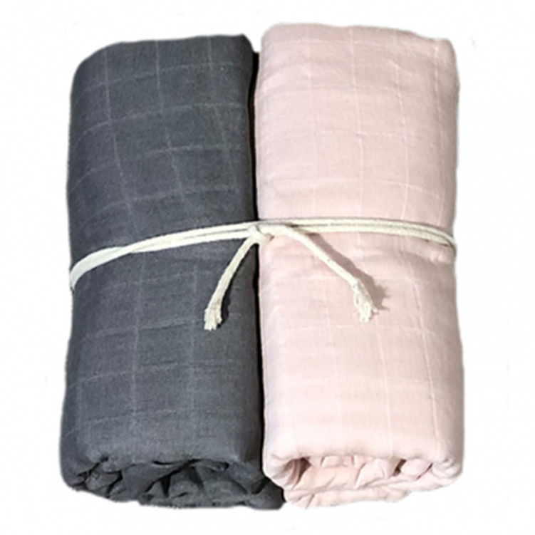 Mini Dreams Muslinfilt 2-pack Grå/rosa 70x70 cm i gruppen Babytillbehör / Sova / Babyfiltar hos Bonti (MIDR91101109)