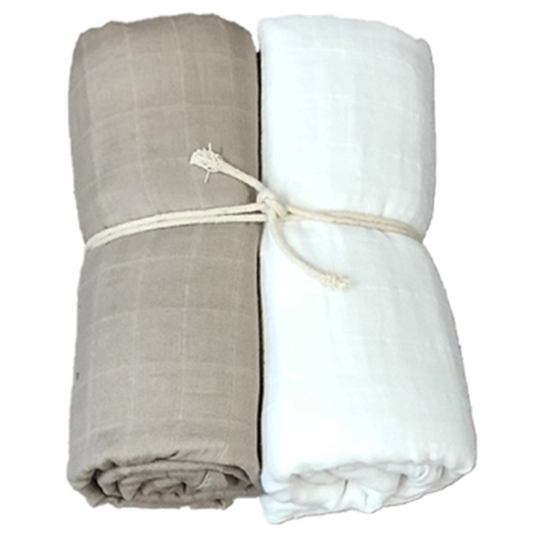 Mini Dreams Muslinfilt 2-pack Vit/sand 115x115 cm i gruppen Babytillbehör / Sova / Babyfiltar hos Bonti (MIDR91101221)