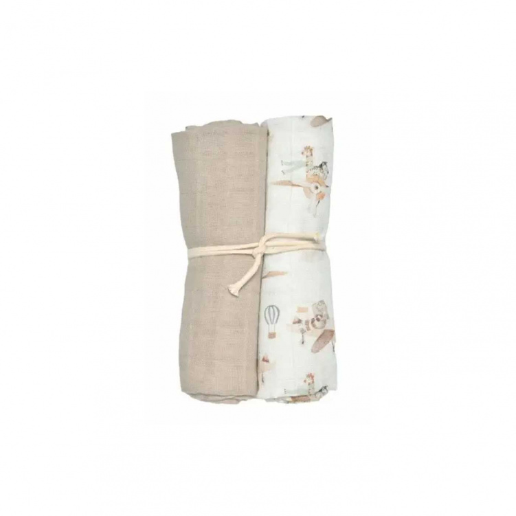 Mini Dreams Muslinfilt 2-pack Flying Friends vit i gruppen Babytillbehör / Sova / Babyfiltar hos Bonti (MIDR91105101)