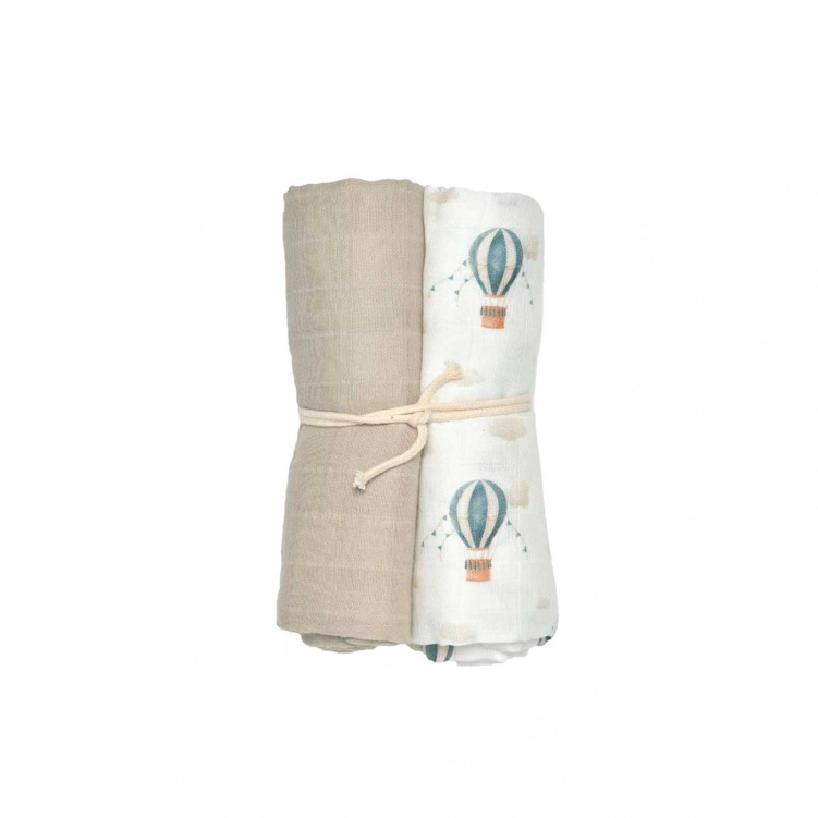 Mini Dreams Muslinfilt 2-pack Vintage Balloon Blå i gruppen Babytillbehör / Sova / Babyfiltar hos Bonti (MIDR91106102)