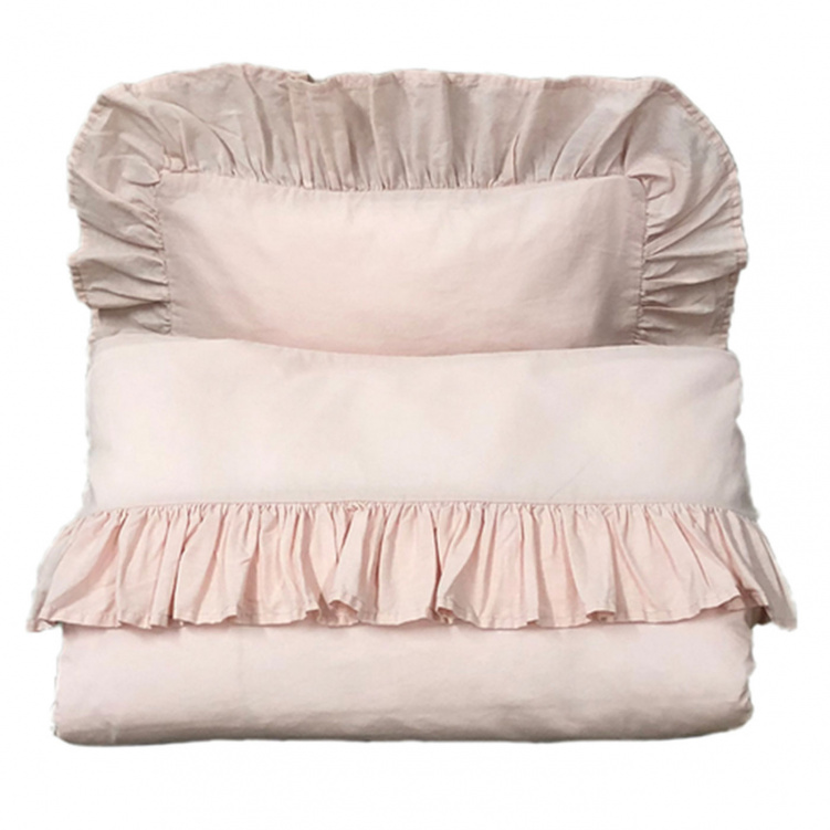 Mini Dreams Påslakanset Spjälsäng Volang Pink i gruppen Babytillbehör / Sova / Bäddset hos Bonti (MIDR93444409)