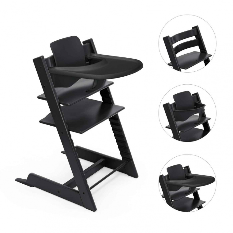 Stokke Tripp Trapp Stol + Bygel + Bricka Black i gruppen Möbler och inredning / Matstolar och tillbehör / Stokke Tripp Trapp hos Bonti (STOK685400)