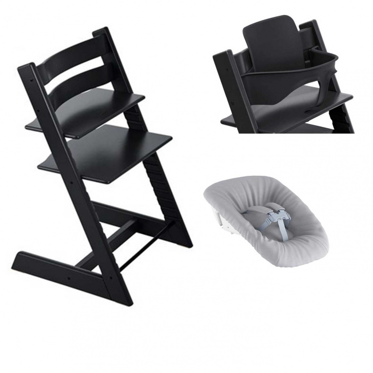 Stokke Tripp Trapp stol + Bygel + Newborn Set Black i gruppen Möbler och inredning / Matstolar och tillbehör / Stokke Tripp Trapp hos Bonti (STOK685800)