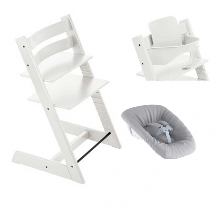 Stokke Tripp Trapp stol + Bygel + Newborn Set White i gruppen Möbler och inredning / Matstolar och tillbehör / Stokke Tripp Trapp hos Bonti (STOK685900)